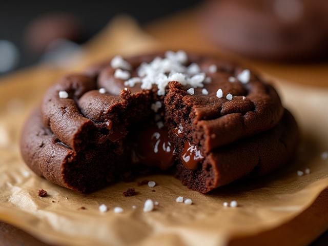 Dark chocolate and sea salt cookie with rich, molten chocolate chunks.